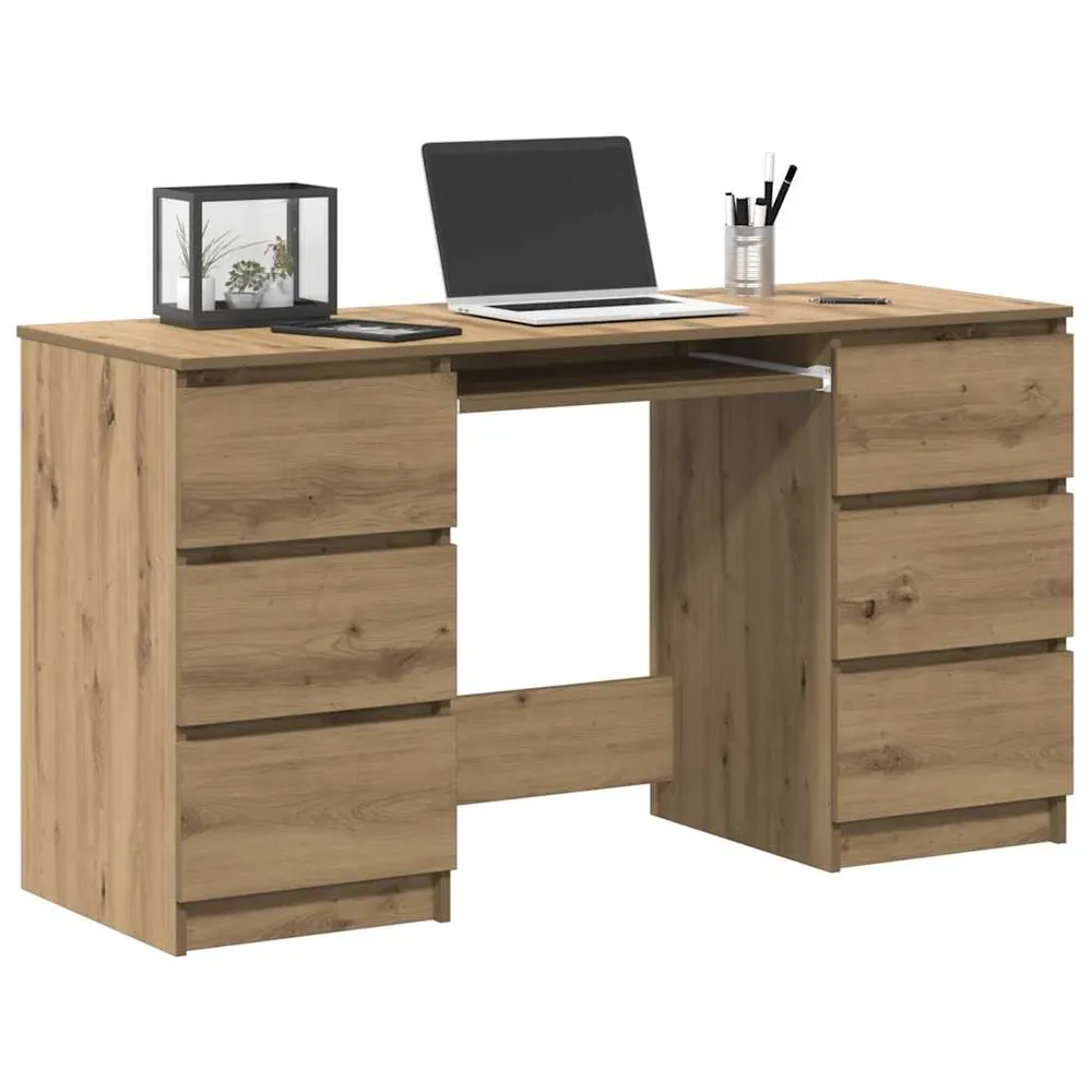 Bureau chêne artisanal 140x50x77 cm bois d'ingénierie vidaXL