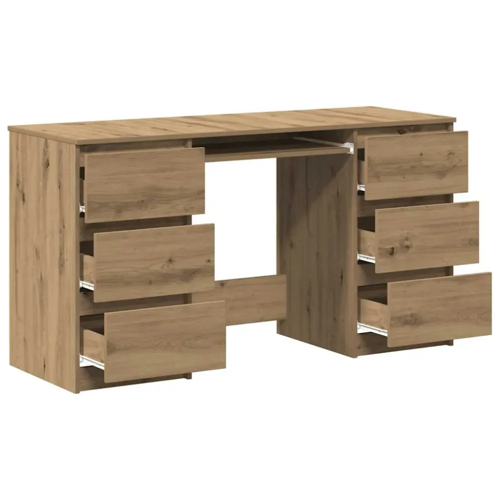 Bureau chêne artisanal 140x50x77 cm bois d'ingénierie vidaXL