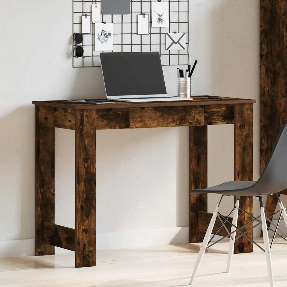 vidaXL Bureau chêne fumé 100x45x75 cm bois d'ingénierie