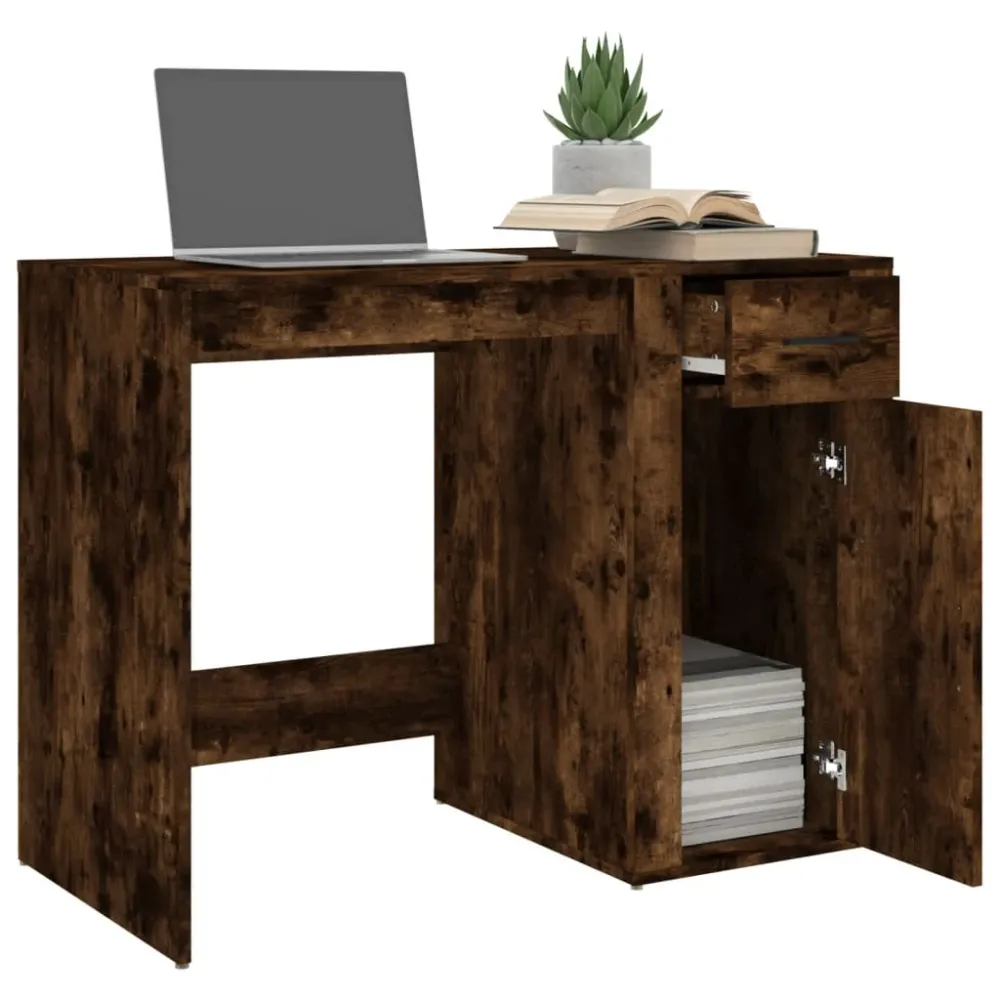 vidaXL Bureau Chêne fumé 100x49x75 cm Bois d'ingénierie