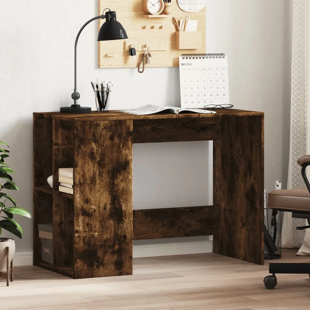 vidaXL Bureau chêne fumé 102x50x75 cm bois d'ingénierie