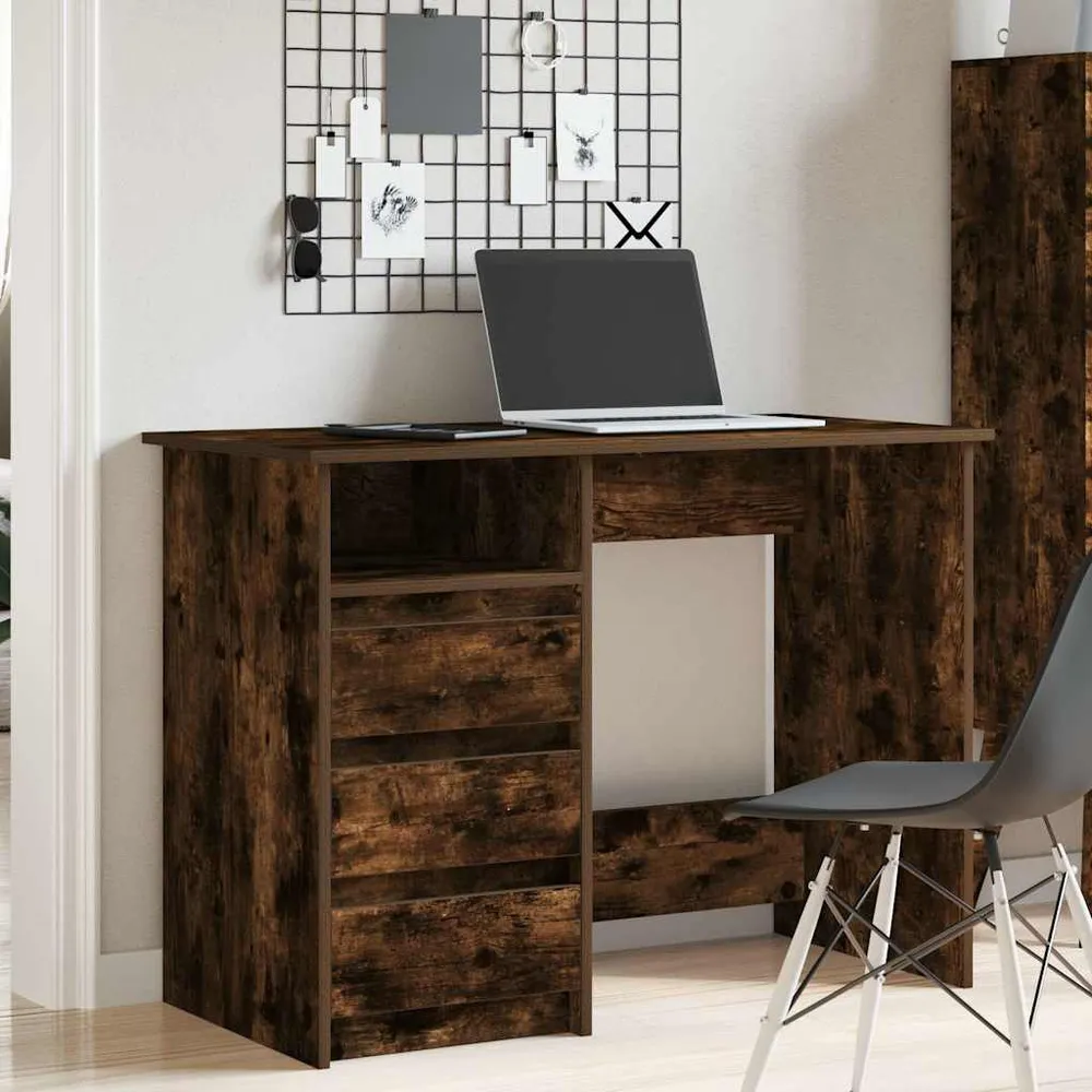 vidaXL Bureau chêne fumé 102x50x75 cm bois d'ingénierie