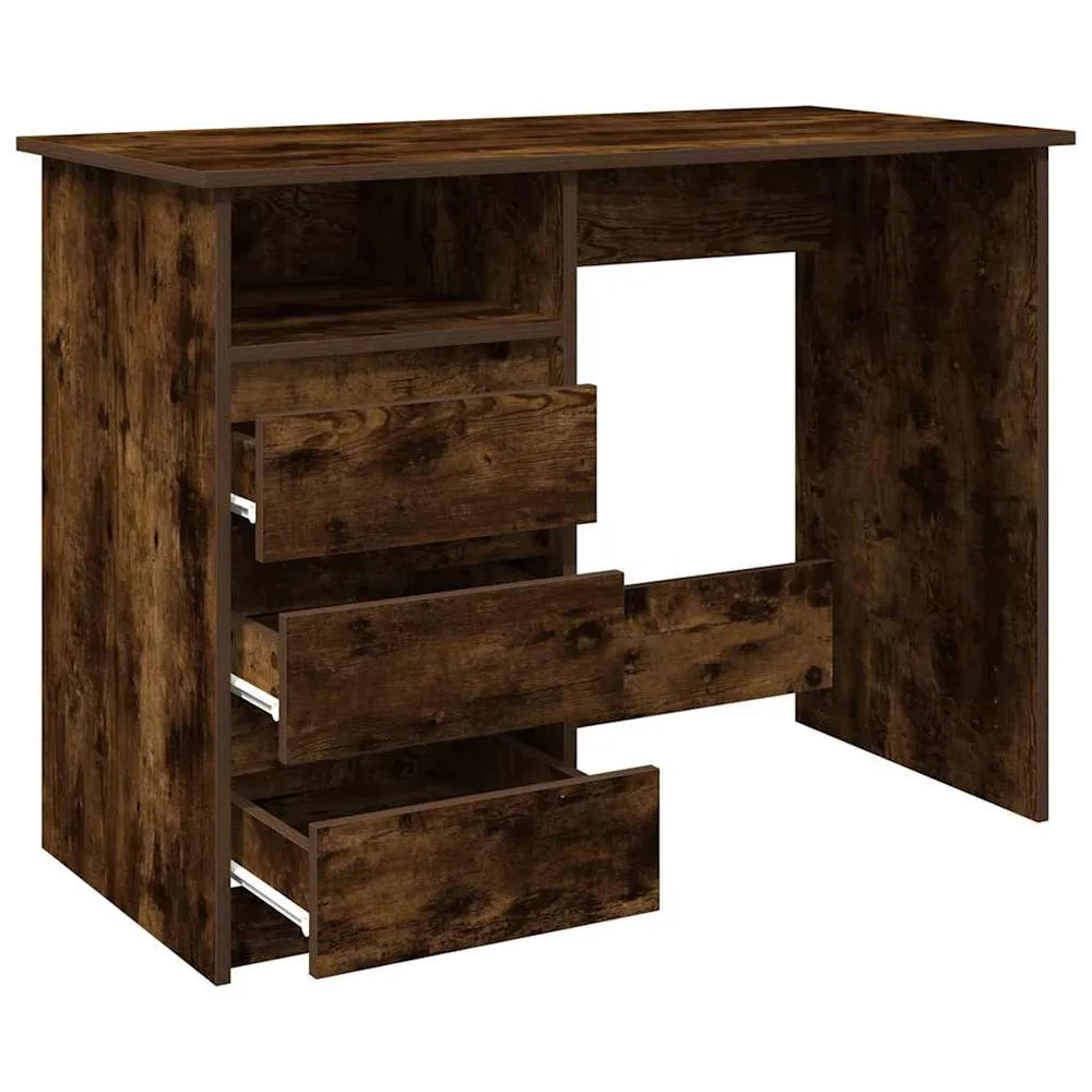 vidaXL Bureau chêne fumé 102x50x75 cm bois d'ingénierie