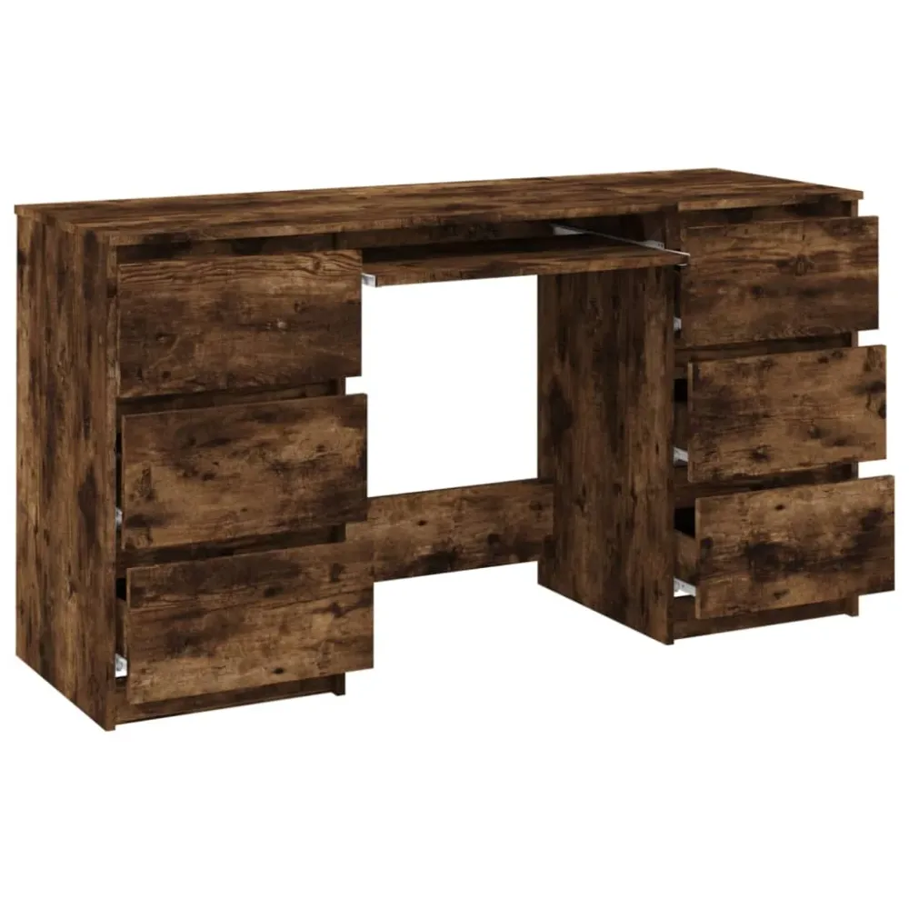vidaXL Bureau Chêne fumé 140x50x77 cm Bois d'ingénierie