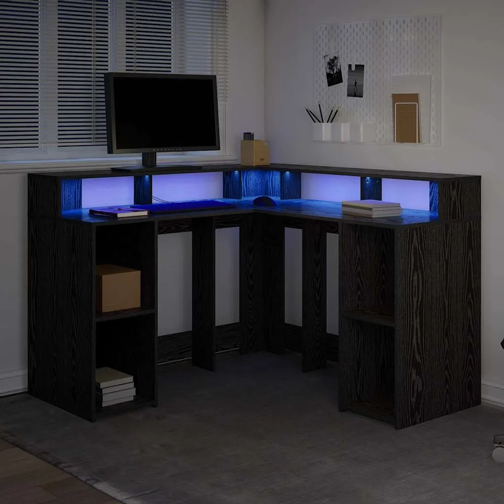 Bureau Chêne noir 130 x 130 x 91 cm Bois d'ingénierie vidaXL