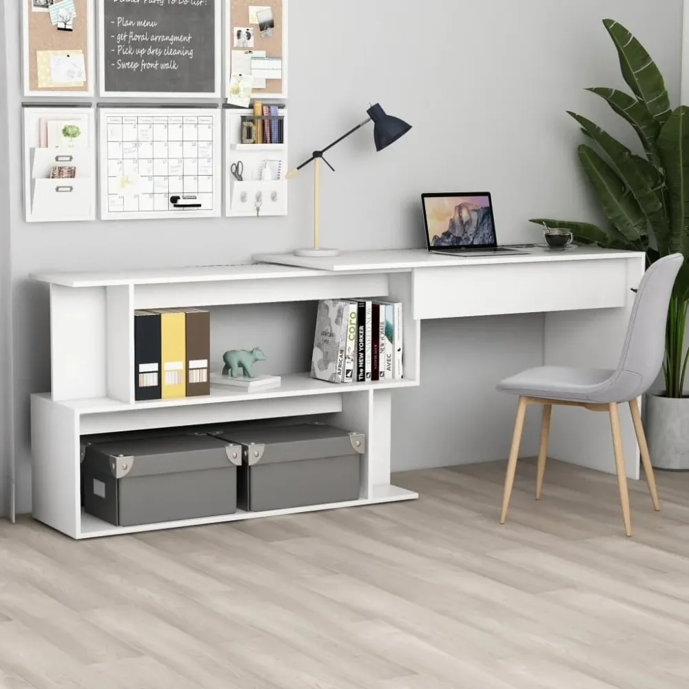 vidaXL Bureau d'angle Blanc 200x50x76 cm Aggloméré