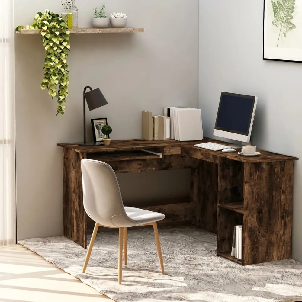 vidaXL Bureau d'angle chêne fumé 120x140x75 cm bois d'ingénierie