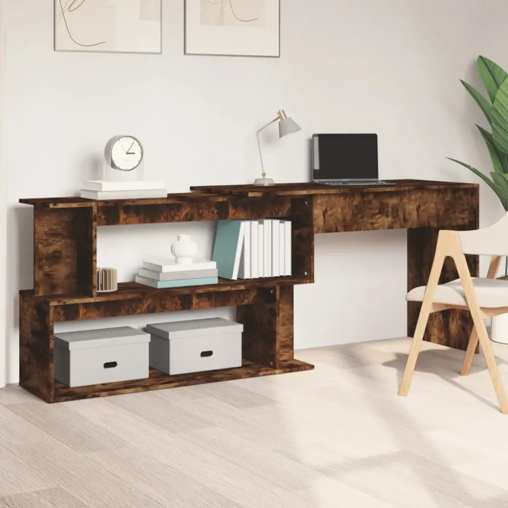 vidaXL Bureau d'angle Chêne fumé 200x50x76 cm Bois d'ingénierie