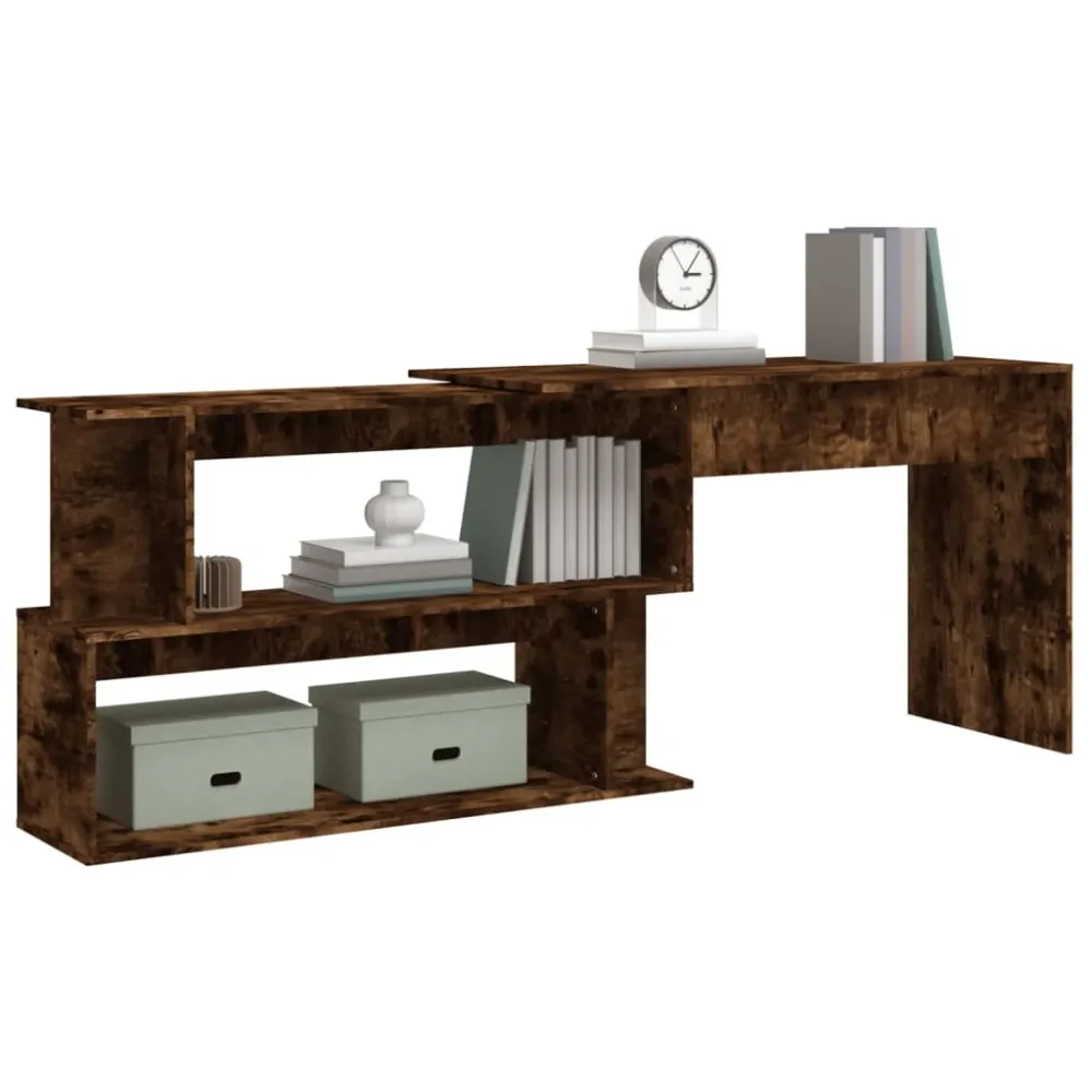 vidaXL Bureau d'angle Chêne fumé 200x50x76 cm Bois d'ingénierie