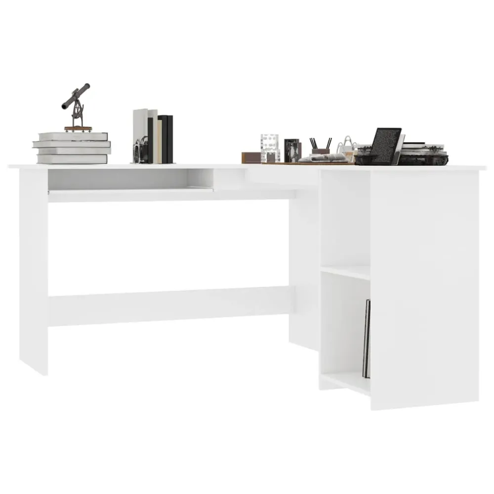 vidaXL Bureau d'angle en forme de L Blanc 120x140x75 cm