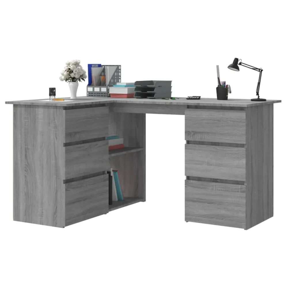 vidaXL Bureau d'angle Sonoma gris 145x100x76 cm Bois d'ingénierie