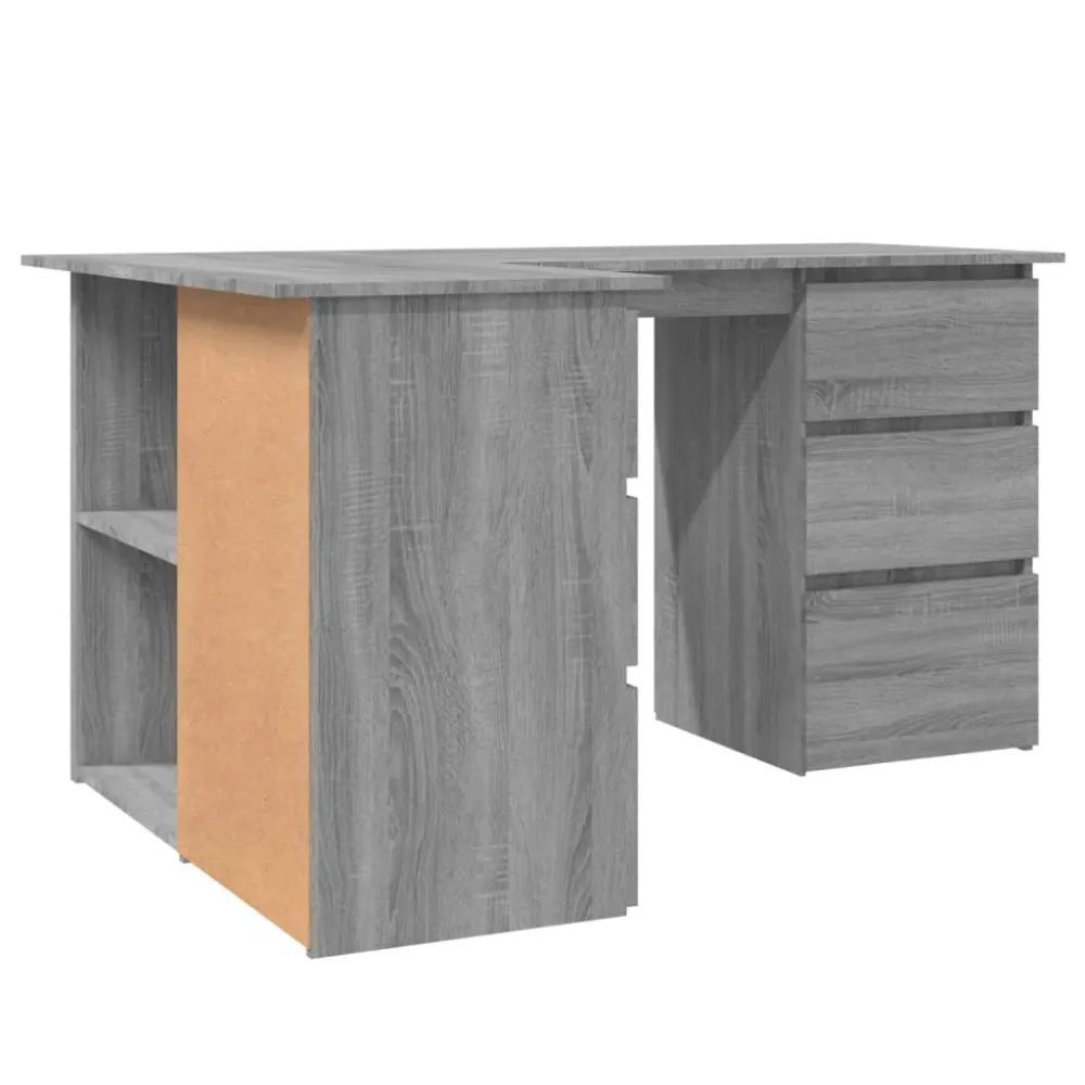 vidaXL Bureau d'angle Sonoma gris 145x100x76 cm Bois d'ingénierie
