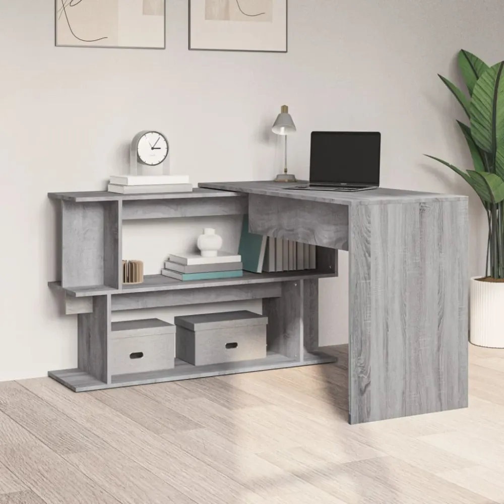 vidaXL Bureau d'angle Sonoma gris 200x50x76 cm Bois d'ingénierie