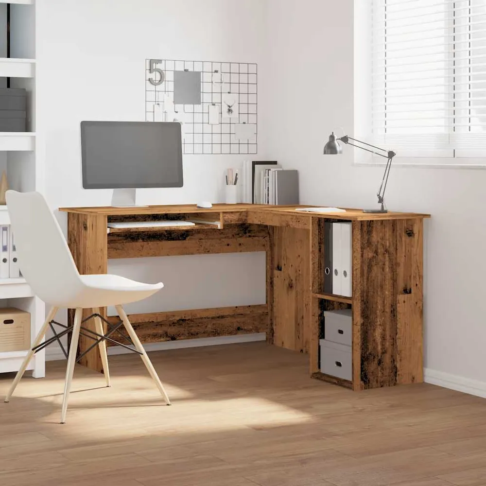 vidaXL Bureau d'angle vieux bois 120x140x75 cm bois d'ingénierie