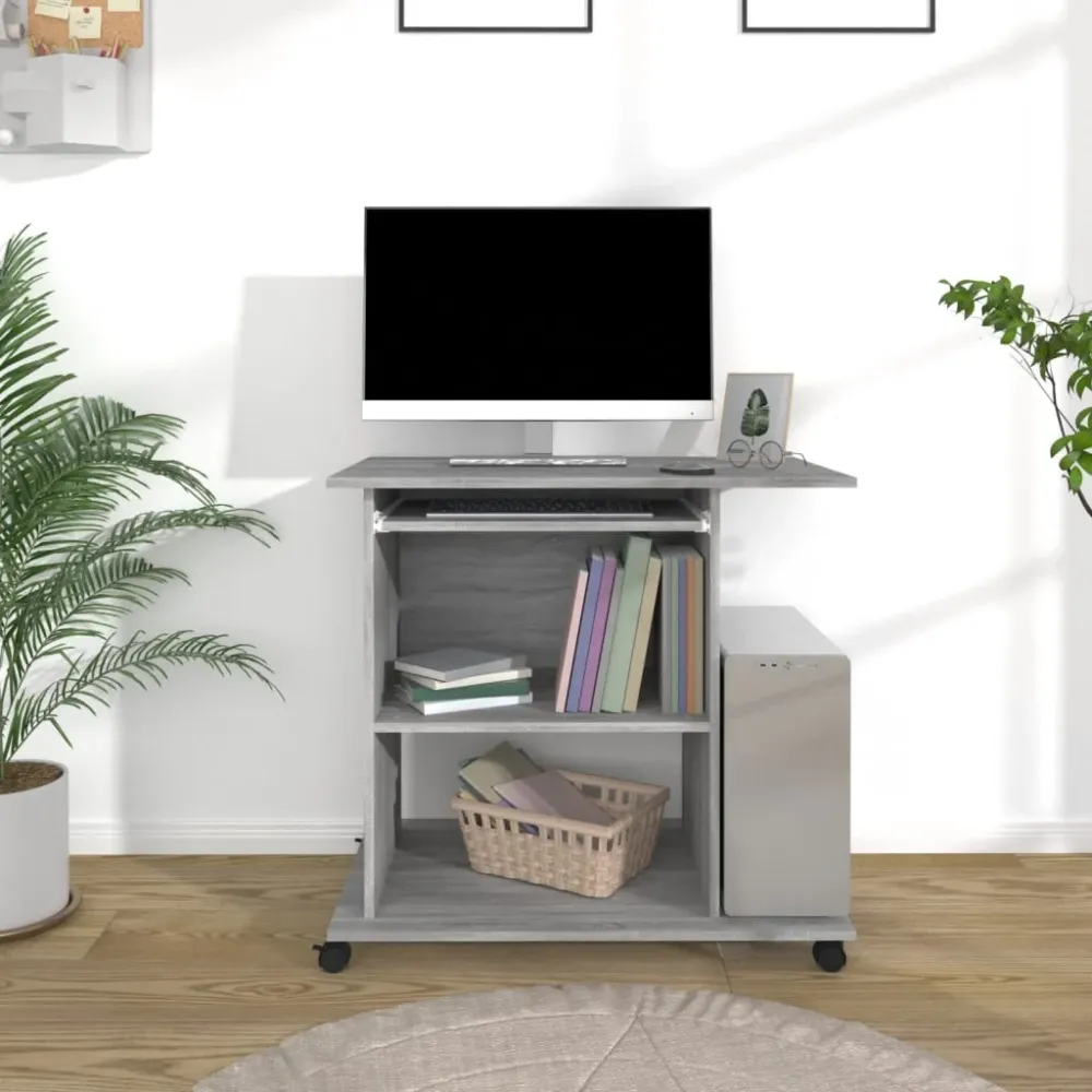 vidaXL Bureau d'ordinateur Sonoma gris 80x50x75 cm Bois d'ingénierie
