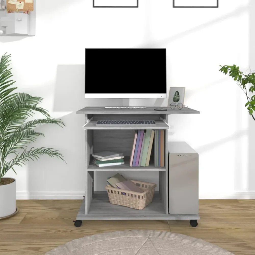 vidaXL Bureau d'ordinateur Sonoma gris 80x50x75 cm Bois d'ingénierie