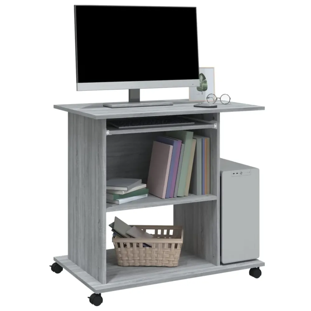 vidaXL Bureau d'ordinateur Sonoma gris 80x50x75 cm Bois d'ingénierie