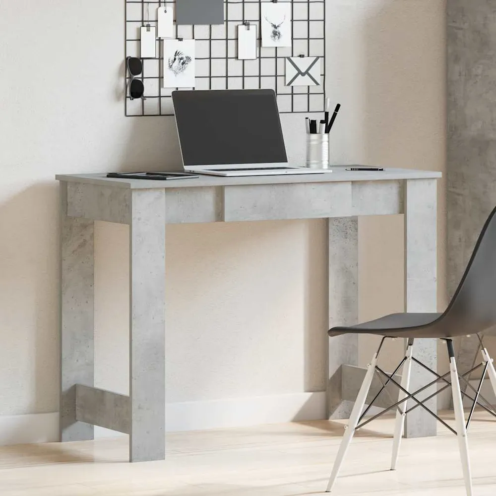 vidaXL Bureau gris béton 100x45x75 cm bois d'ingénierie