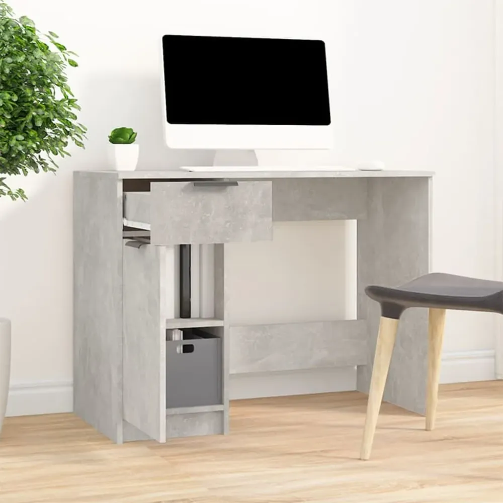vidaXL Bureau Gris béton 100x50x75 cm Bois d'ingénierie