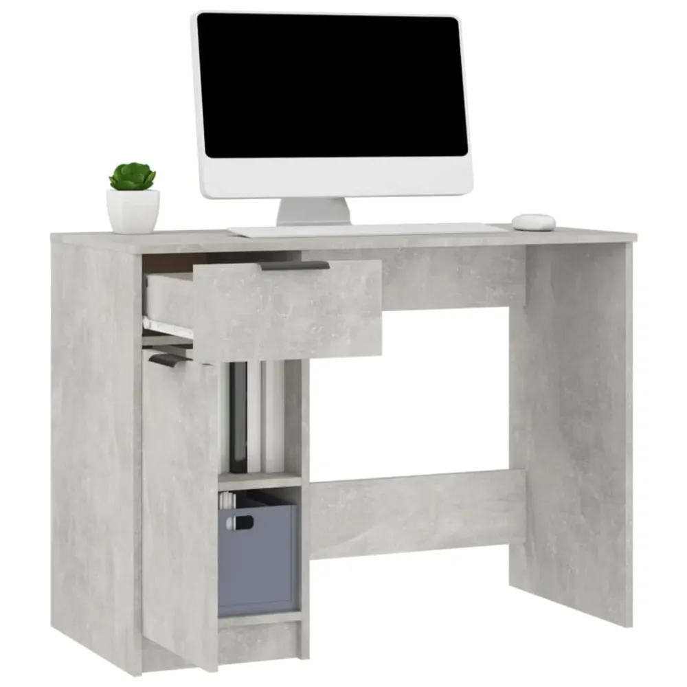 vidaXL Bureau Gris béton 100x50x75 cm Bois d'ingénierie