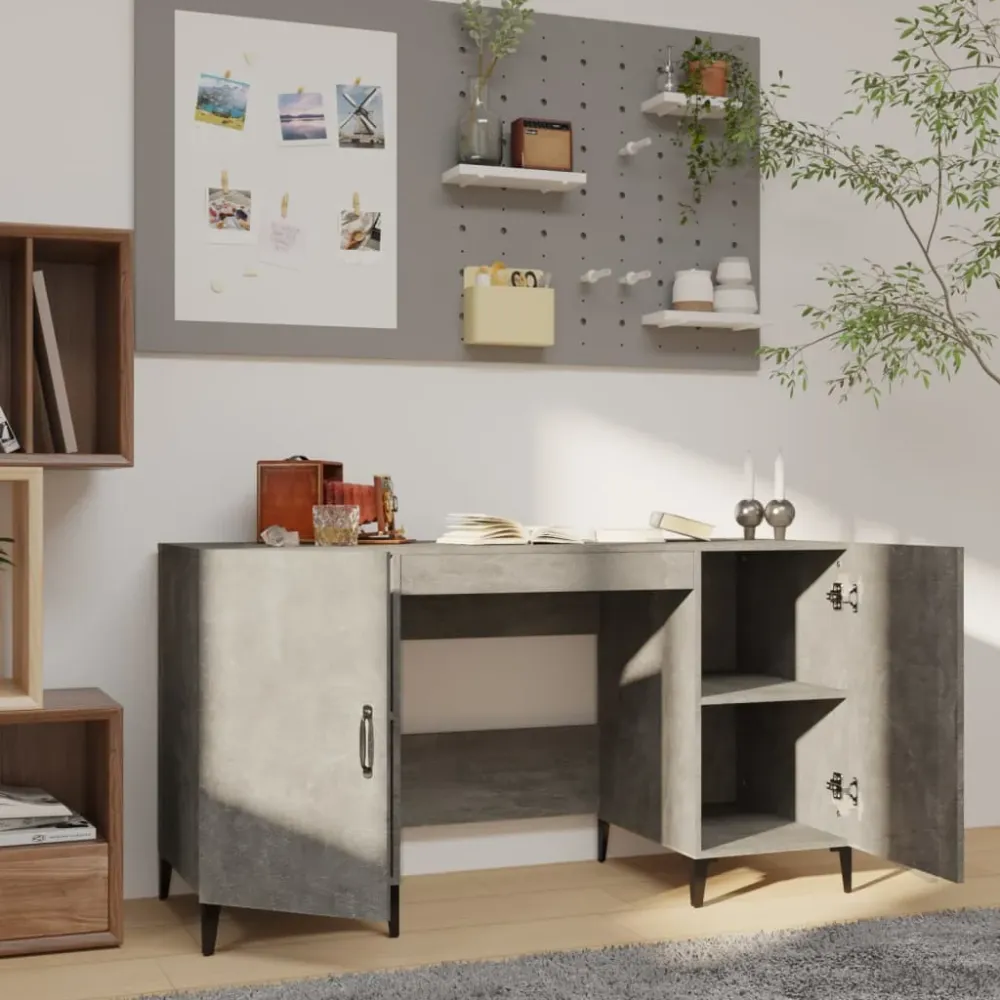 vidaXL Bureau Gris béton 140x50x75 cm Bois d'ingénierie