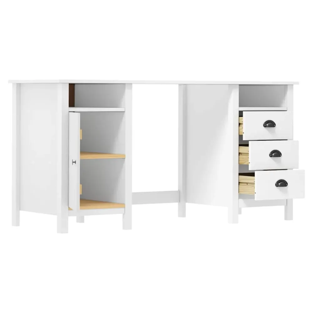 Bureau Hill Blanc 150x50x74 cm Bois de pin solide vidaXL