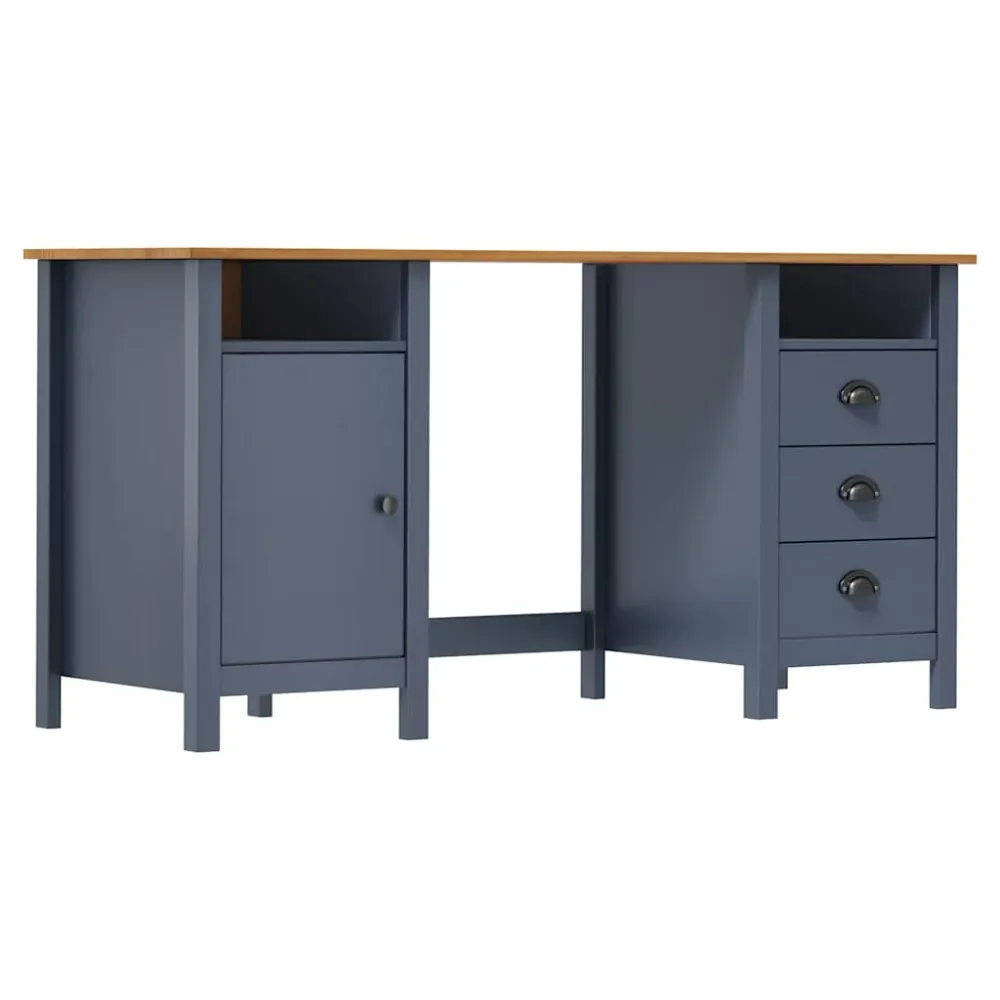 Bureau Hill Gris 150x50x74 cm Bois de pin solide vidaXL