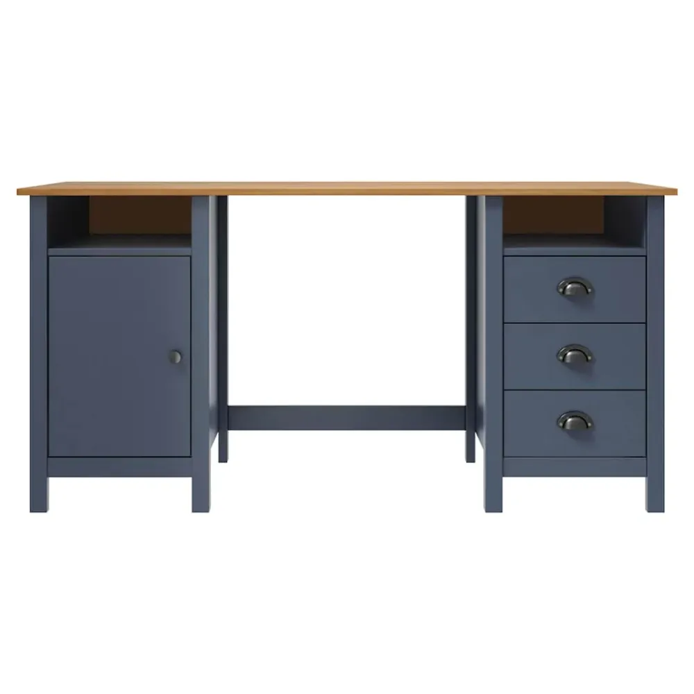 Bureau Hill Gris 150x50x74 cm Bois de pin solide vidaXL