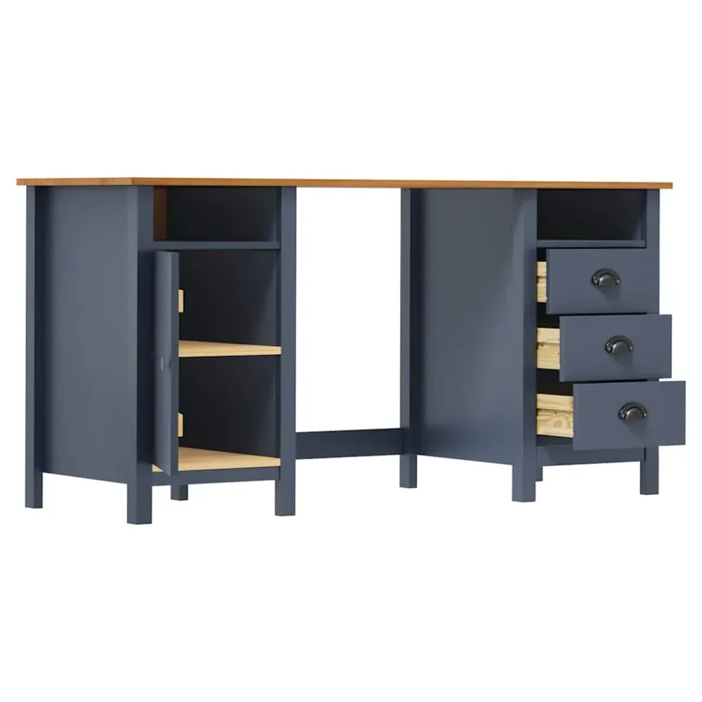 Bureau Hill Gris 150x50x74 cm Bois de pin solide vidaXL