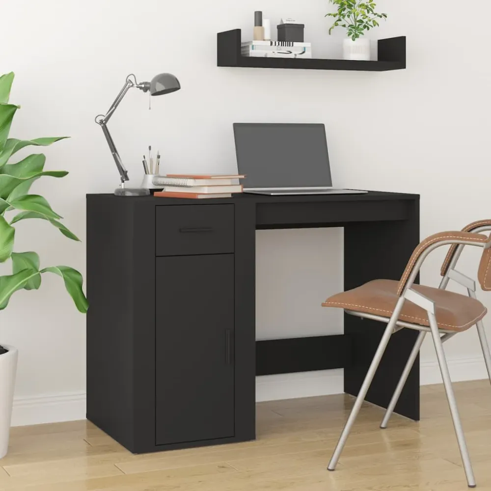 vidaXL Bureau Noir 100x49x75 cm Bois d'ingénierie