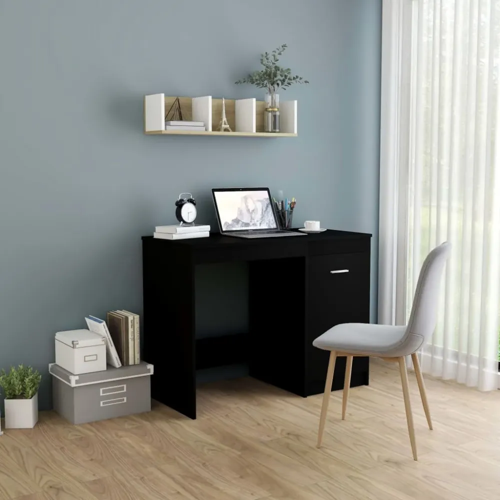 vidaXL Bureau Noir 100x50x76 cm Aggloméré