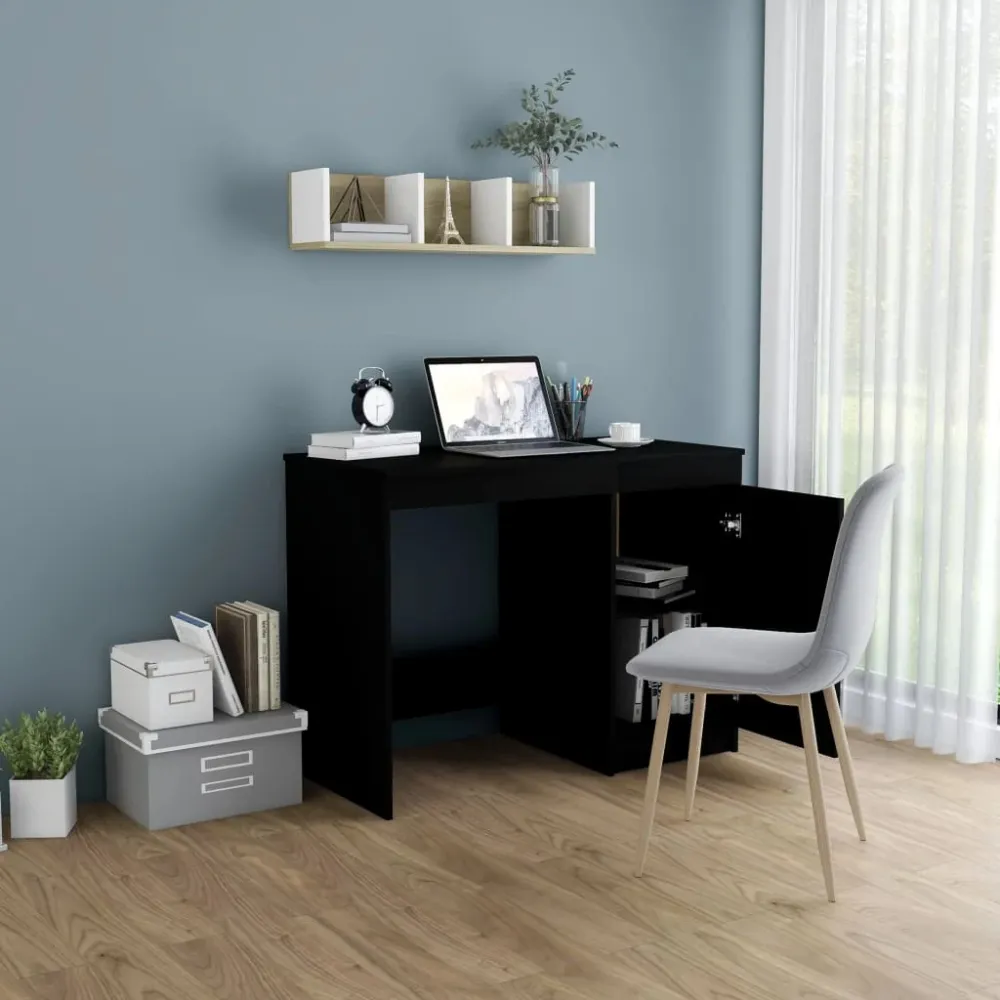 vidaXL Bureau Noir 100x50x76 cm Aggloméré