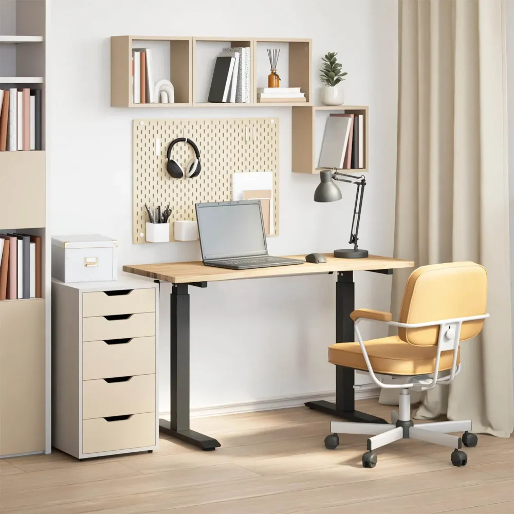 Bureau Noir et naturel 120 x 60 cm Bois de chêne massif vidaXL