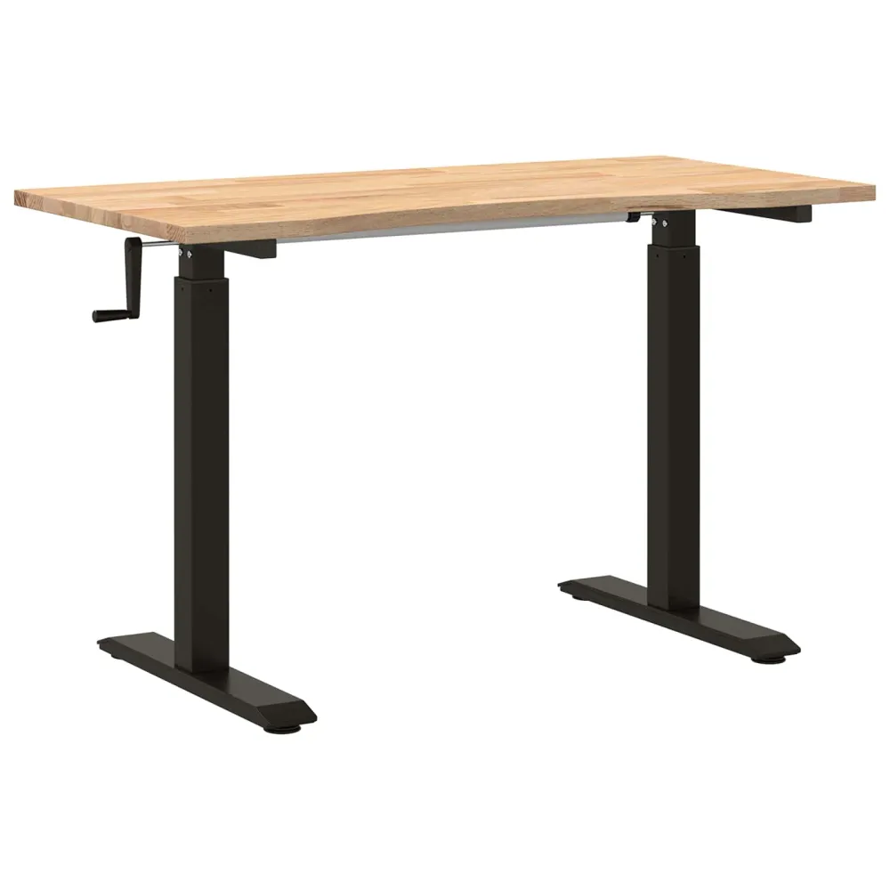 Bureau Noir et naturel 120 x 60 cm Bois de chêne massif vidaXL