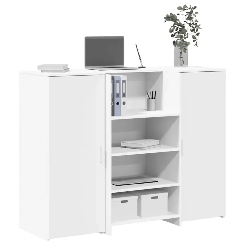 Bureau de réception blanc 135x50x103,5 cm bois d'ingénierie vidaXL