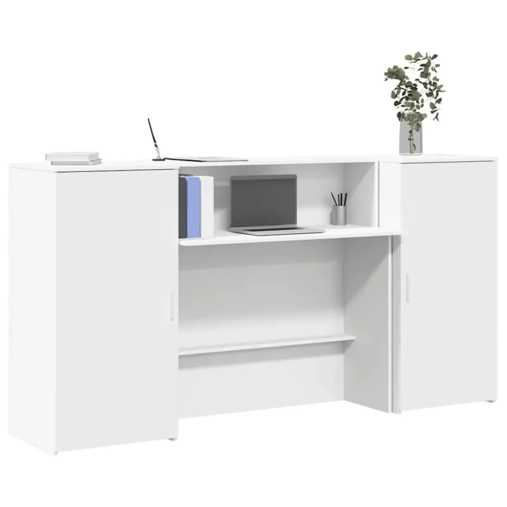 Bureau de réception blanc 200x50x103,5 cm bois d'ingénierie vidaXL
