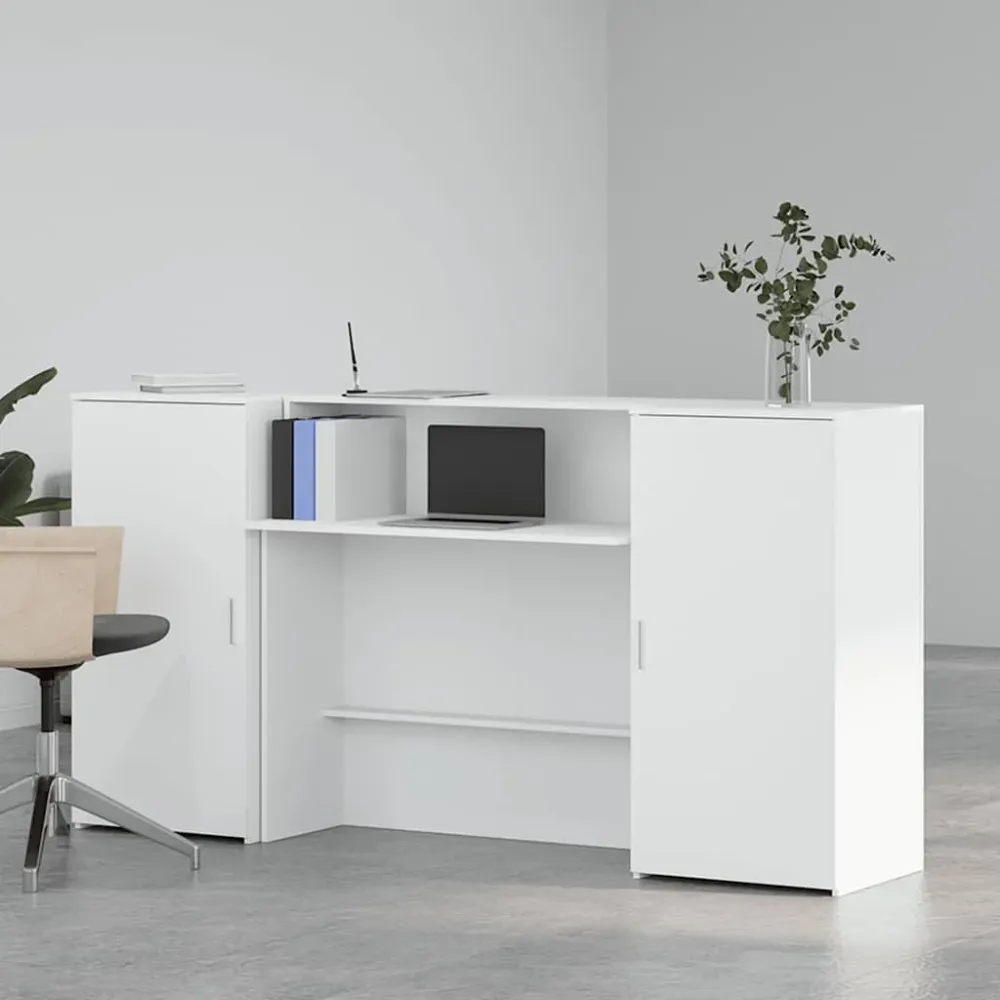 Bureau de réception blanc 200x50x103,5 cm bois d'ingénierie vidaXL