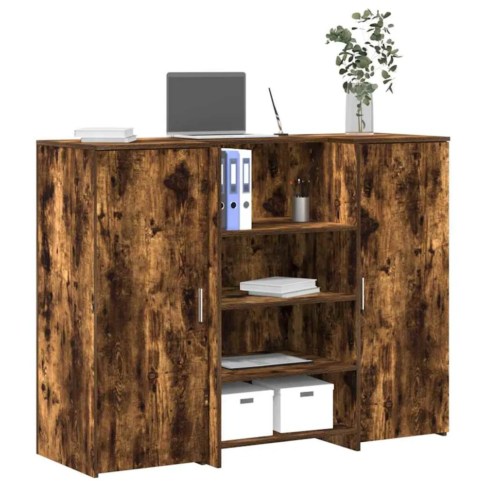Bureau de réception chêne fumé 135x50x103,5cm bois d'ingénierie vidaXL
