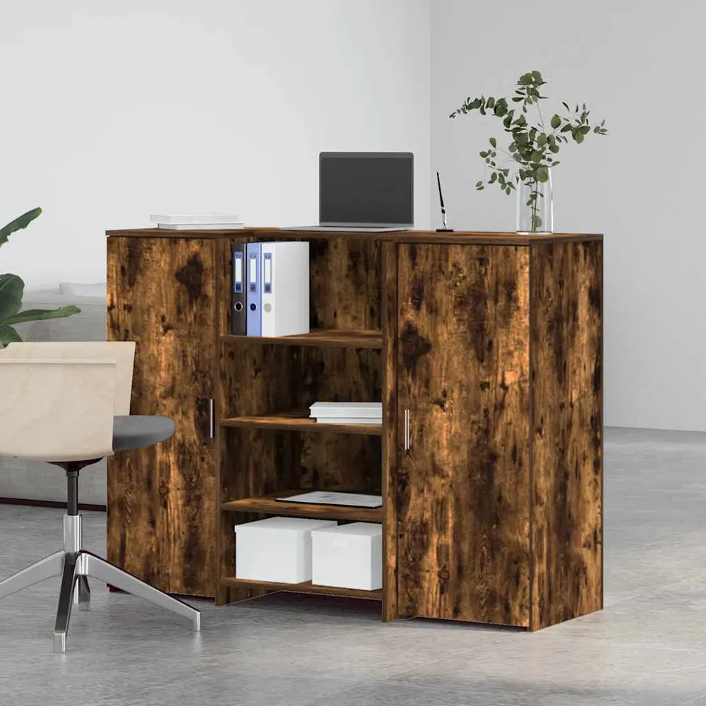 Bureau de réception chêne fumé 135x50x103,5cm bois d'ingénierie vidaXL