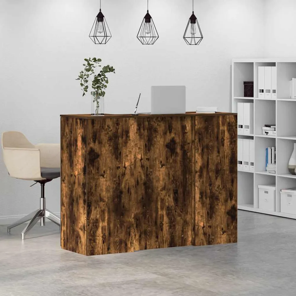 Bureau de réception chêne fumé 135x50x103,5cm bois d'ingénierie vidaXL