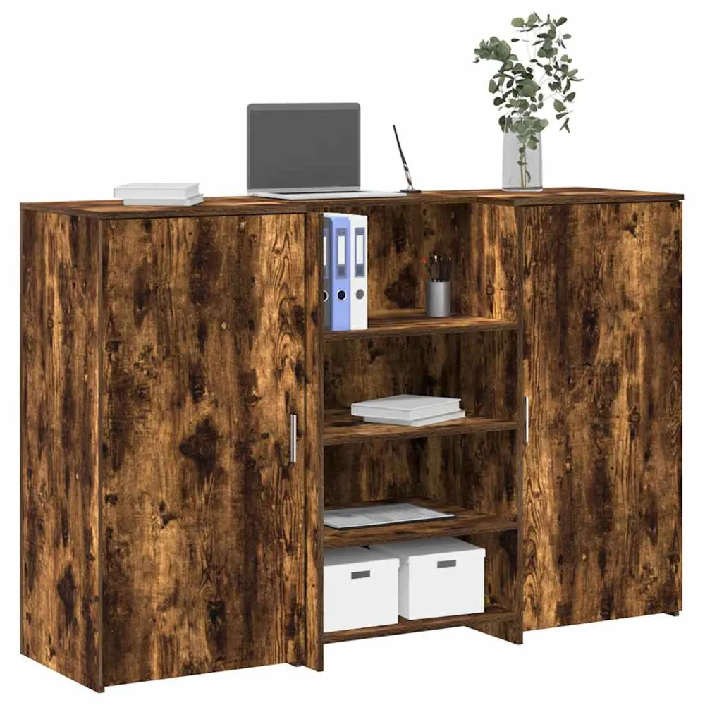 Bureau de réception chêne fumé 155x50x103,5cm bois d'ingénierie vidaXL