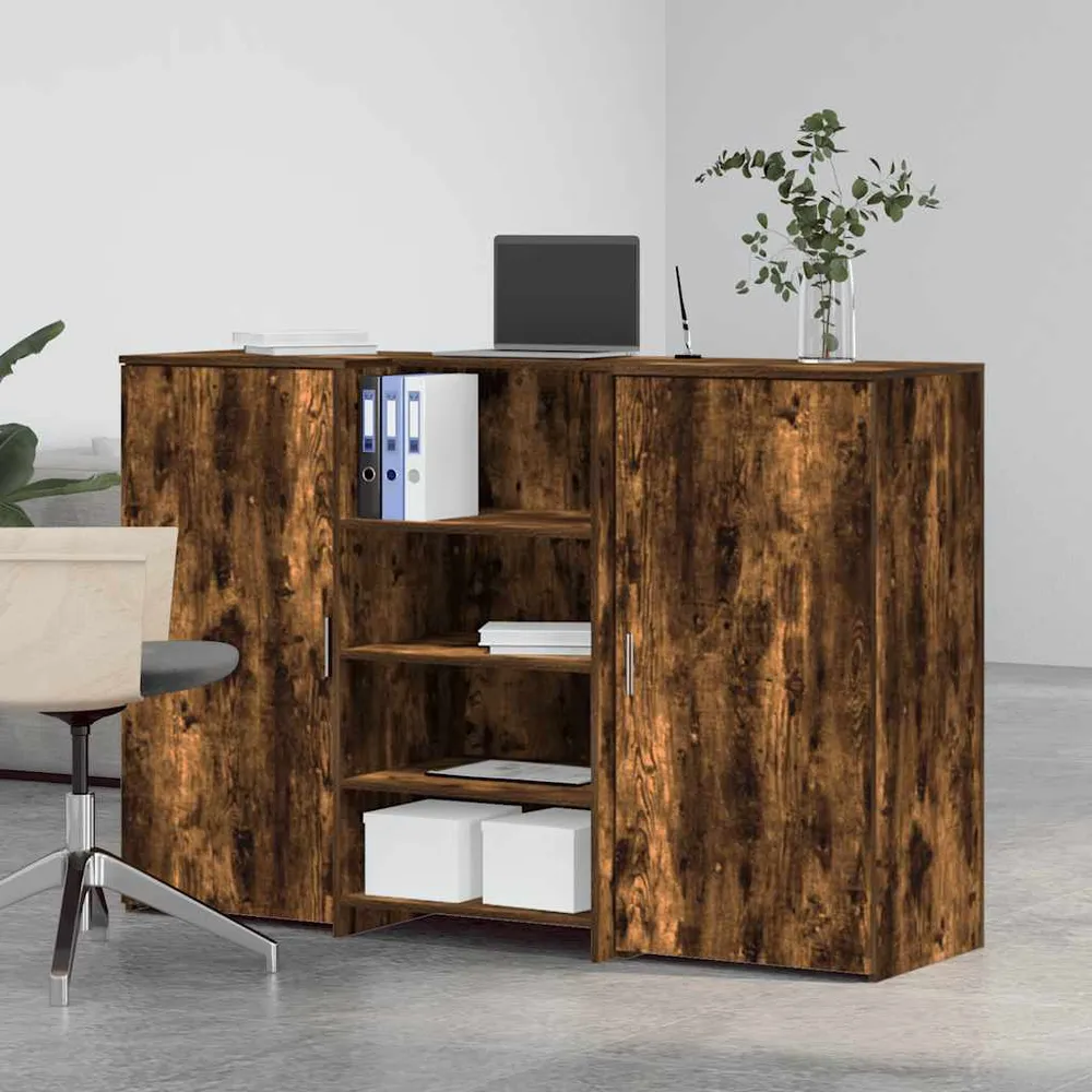 Bureau de réception chêne fumé 155x50x103,5cm bois d'ingénierie vidaXL