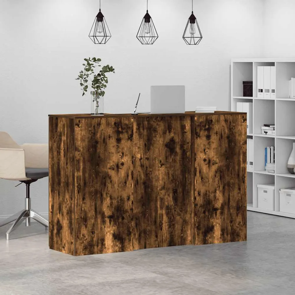 Bureau de réception chêne fumé 155x50x103,5cm bois d'ingénierie vidaXL