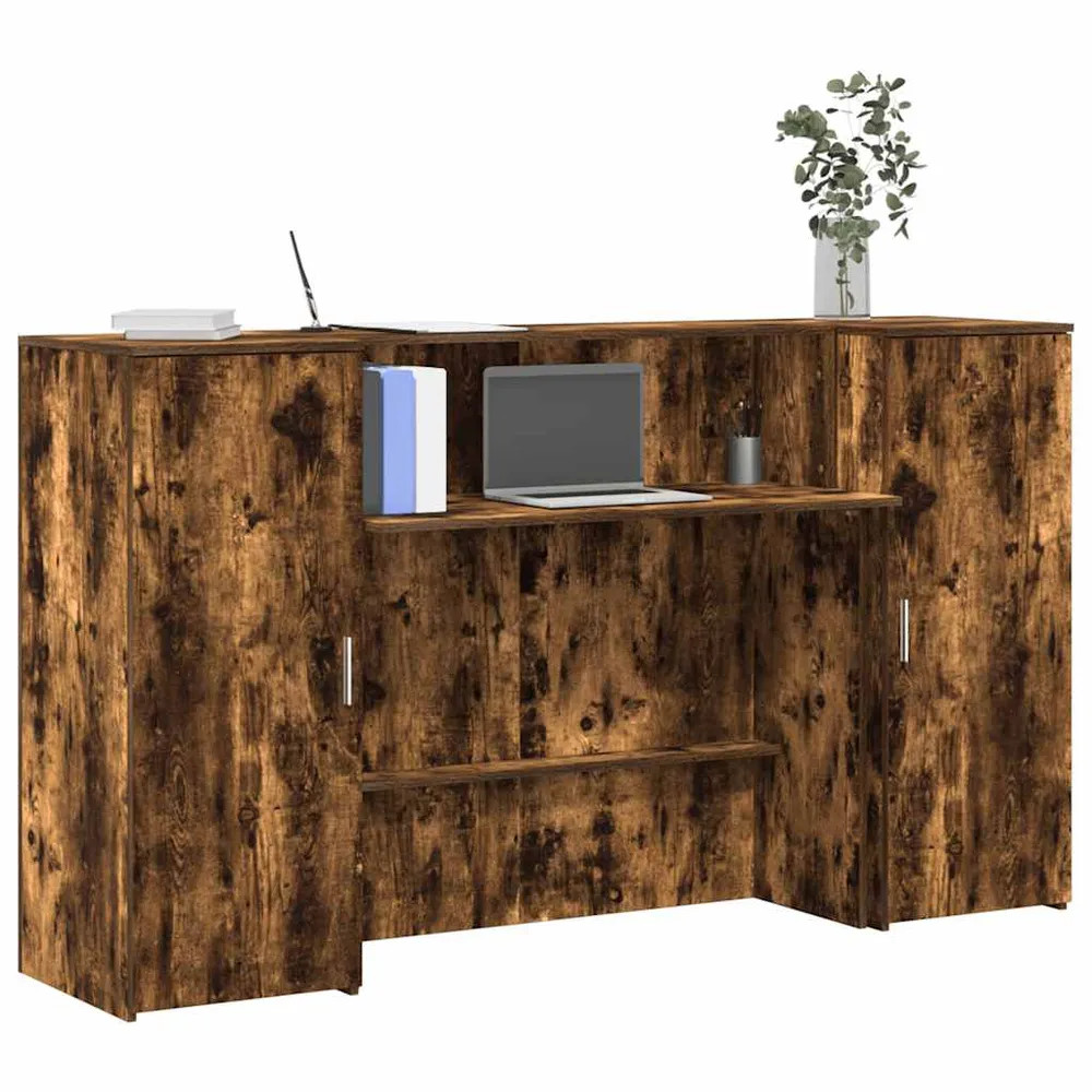 Bureau de réception chêne fumé 180x50x103,5cm bois d'ingénierie vidaXL