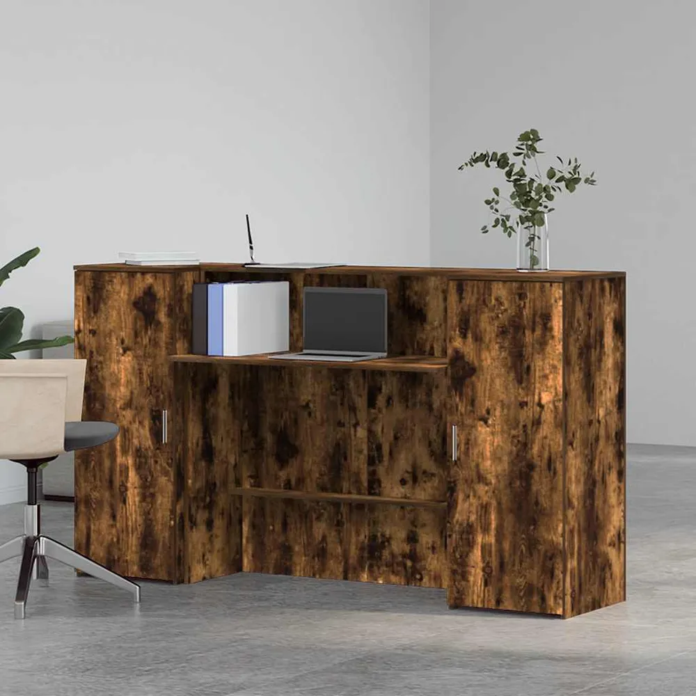 Bureau de réception chêne fumé 180x50x103,5cm bois d'ingénierie vidaXL