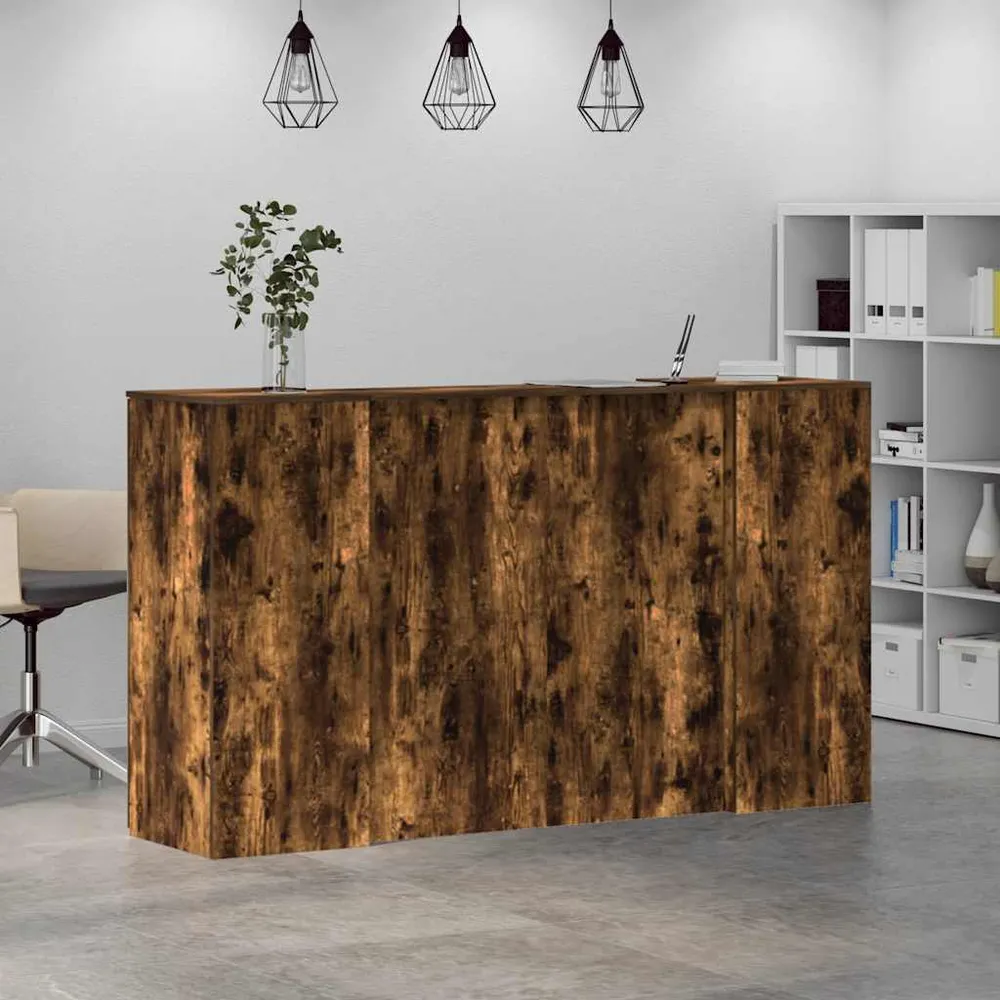 Bureau de réception chêne fumé 180x50x103,5cm bois d'ingénierie vidaXL
