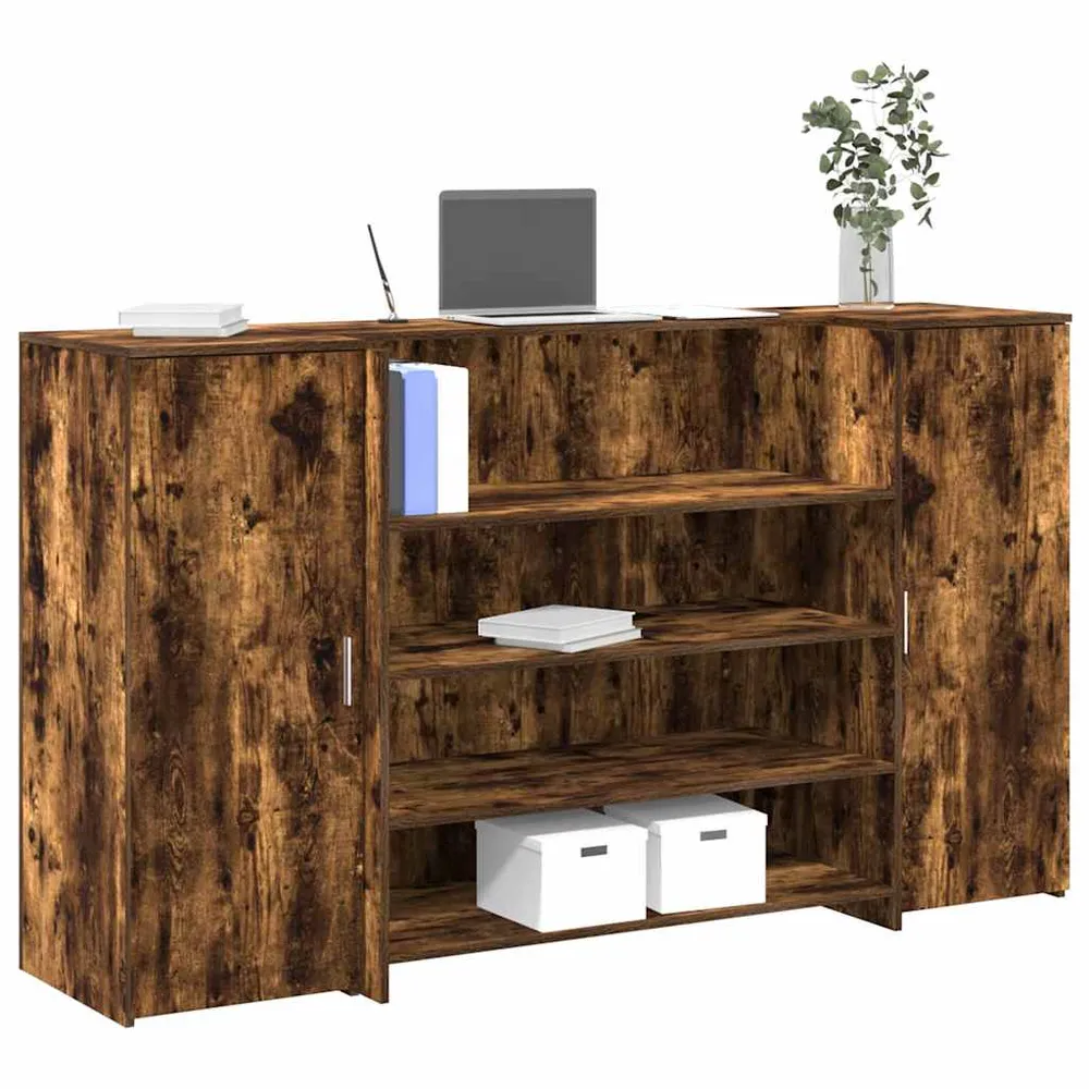 Bureau de réception chêne fumé 180x50x103,5cm bois d'ingénierie vidaXL