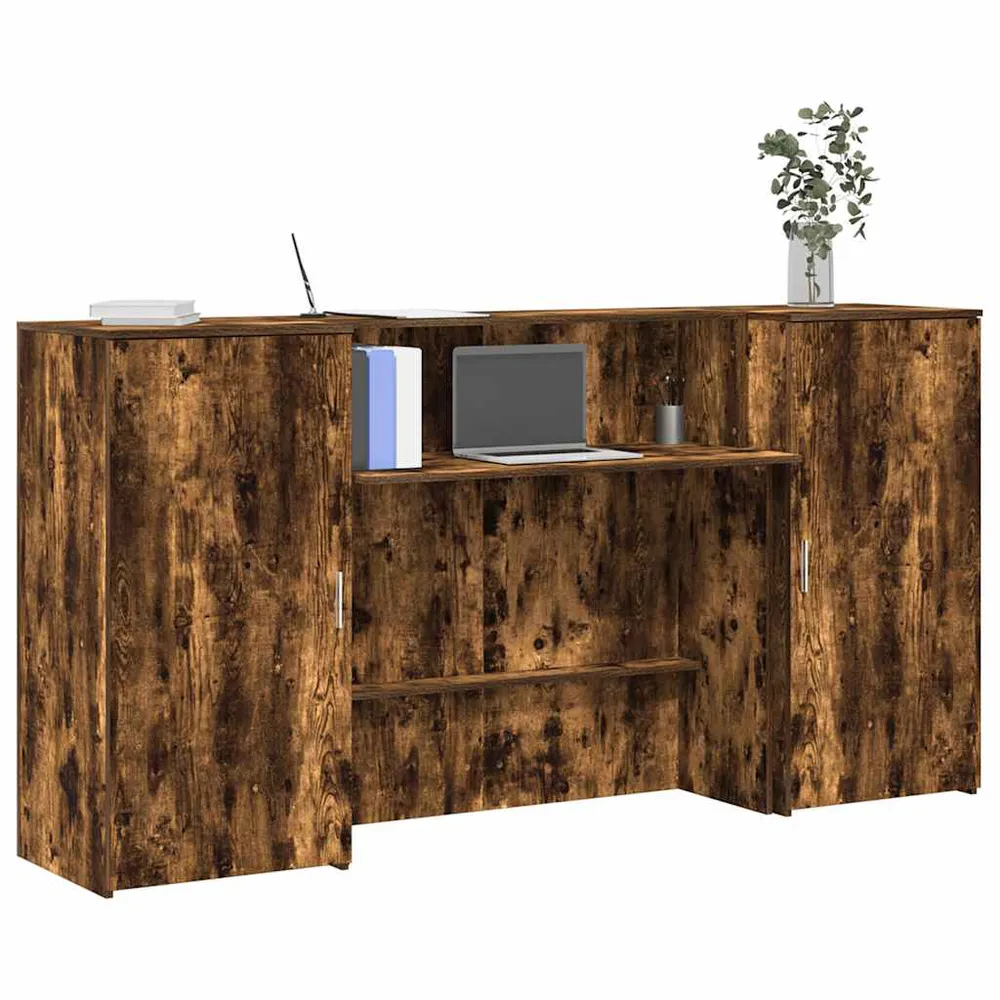Bureau de réception chêne fumé 200x50x103,5cm bois d'ingénierie vidaXL