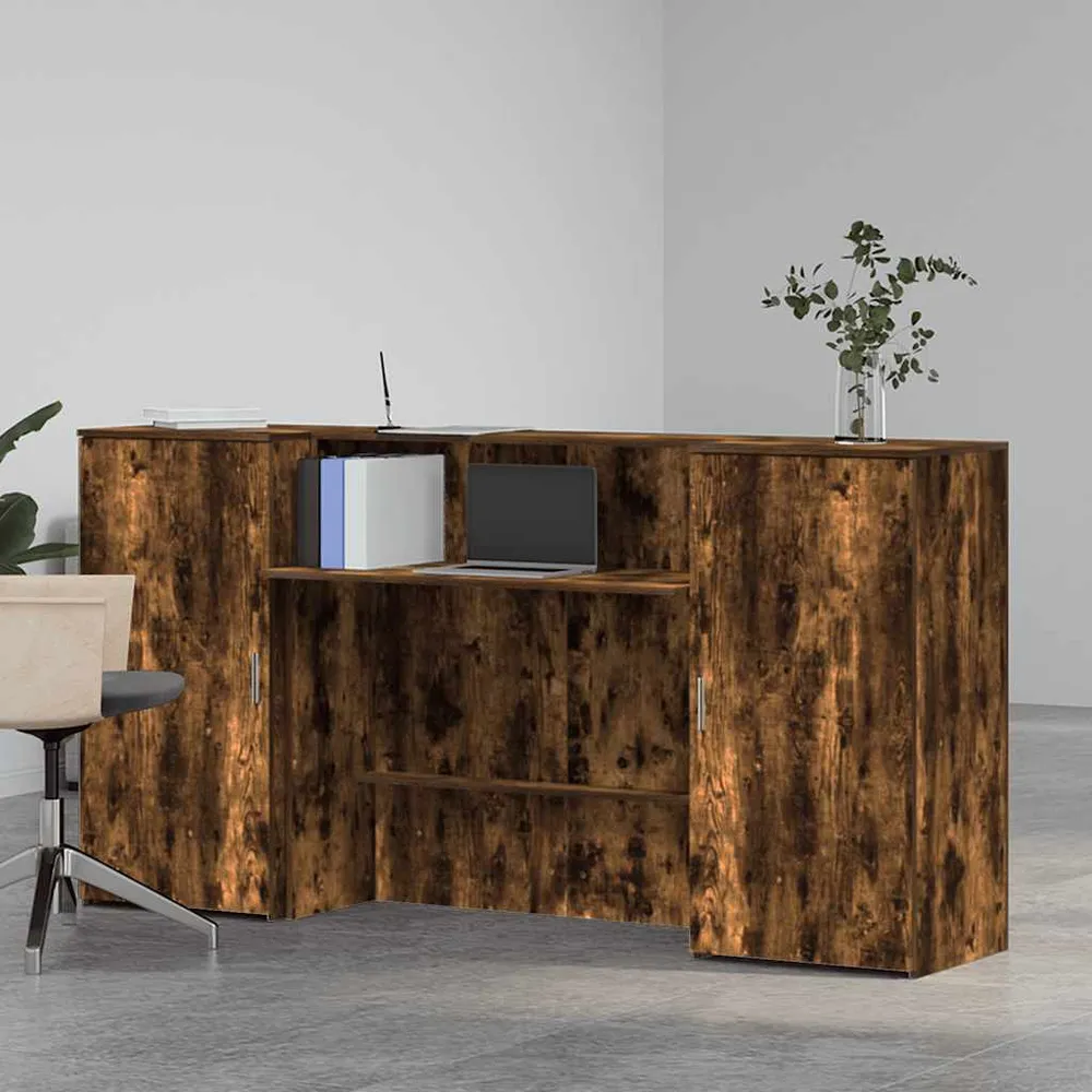 Bureau de réception chêne fumé 200x50x103,5cm bois d'ingénierie vidaXL