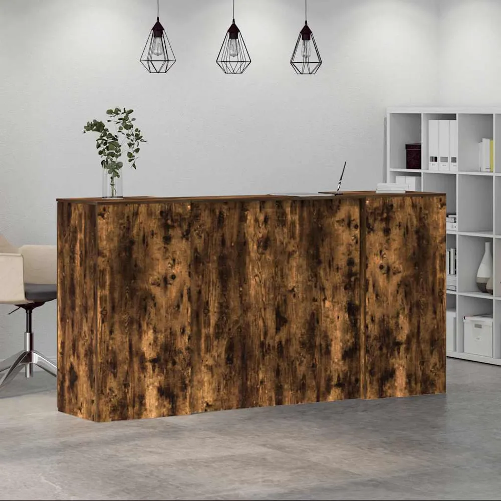 Bureau de réception chêne fumé 200x50x103,5cm bois d'ingénierie vidaXL